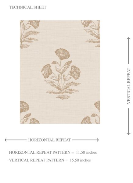 'Kyoto' Neutral Floral Block Print Wallpaper (Light Brown/ Beige/ Taupe) - Image 8