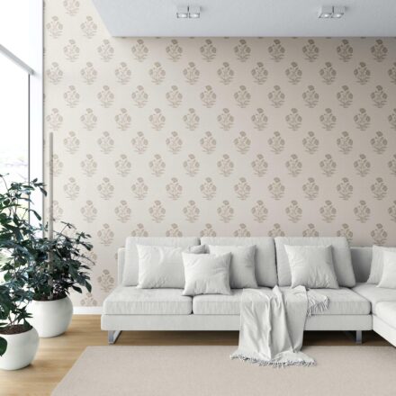 'Picket Fence' Neutral Floral Block Print Wallpaper (Beige/ Brown/ Taupe) - Image 6