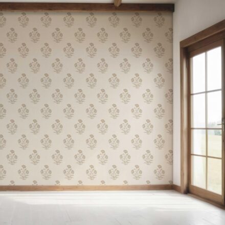 'Picket Fence' Neutral Floral Block Print Wallpaper (Beige/ Brown/ Taupe) - Image 7