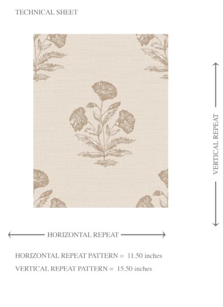 'Picket Fence' Neutral Floral Block Print Wallpaper (Beige/ Brown/ Taupe) - Image 8