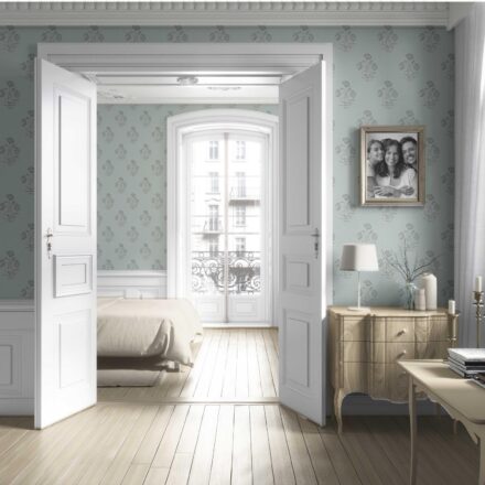 'Arles' Floral Block Print Wallpaper (Shell Blue/ Gray) - Image 4