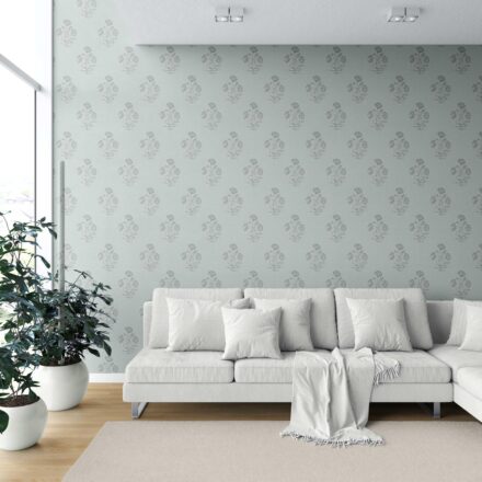 'Arles' Floral Block Print Wallpaper (Shell Blue/ Gray) - Image 6