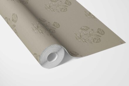 'Palak' Floral Block Print Wallpaper (Olive Gray) - Image 3