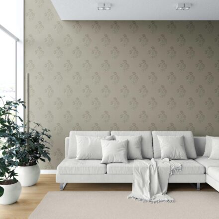 'Palak' Floral Block Print Wallpaper (Olive Gray) - Image 6