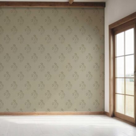 'Palak' Floral Block Print Wallpaper (Olive Gray) - Image 7