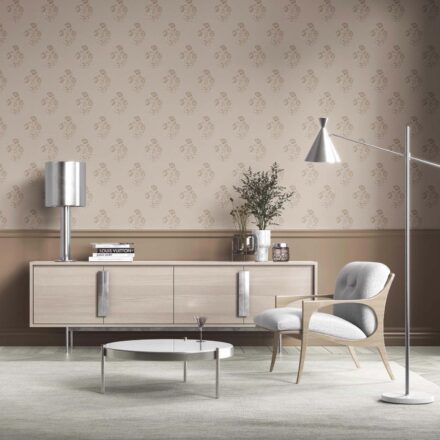 'Peekaboo' Neutral Floral Block Print Wallpaper (Warm Beige/ Greige/ Brown) - Image 2