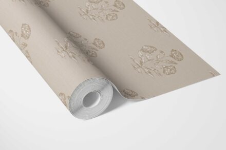 'Peekaboo' Neutral Floral Block Print Wallpaper (Warm Beige/ Greige/ Brown) - Image 3