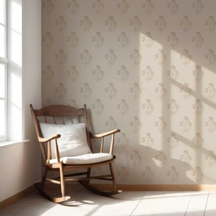 'Peekaboo' Neutral Floral Block Print Wallpaper (Warm Beige/ Greige/ Brown) - Image 5
