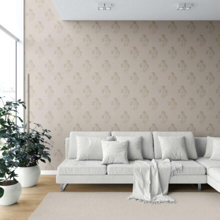 'Peekaboo' Neutral Floral Block Print Wallpaper (Warm Beige/ Greige/ Brown) - Image 6