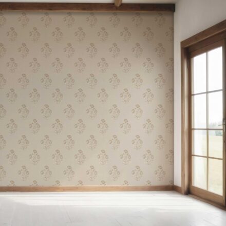 'Peekaboo' Neutral Floral Block Print Wallpaper (Warm Beige/ Greige/ Brown) - Image 7
