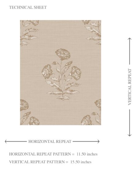 'Peekaboo' Neutral Floral Block Print Wallpaper (Warm Beige/ Greige/ Brown) - Image 8
