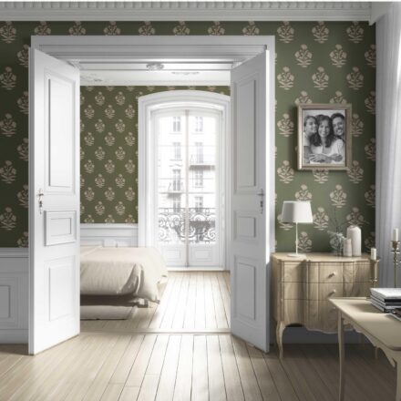 'Wispa' Floral Block Print Wallpaper (Olive Green/ Beige) - Image 4