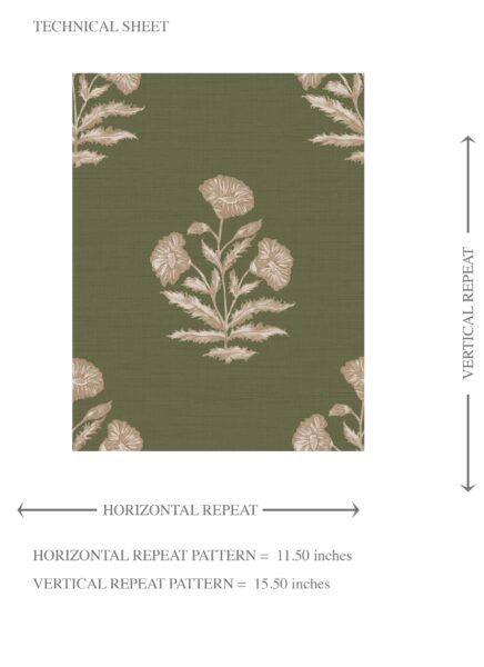 'Wispa' Floral Block Print Wallpaper (Olive Green/ Beige) - Image 8