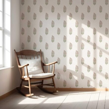 'Nigeen' Floral Block Print Wallpaper (Pink/ Green) - Image 5