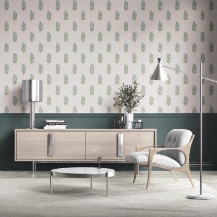 'Benedict' Floral Block Print Wallpaper (Duck Egg Blue/ Green) - Image 2