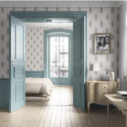 'Benedict' Floral Block Print Wallpaper (Duck Egg Blue/ Green) - Image 4