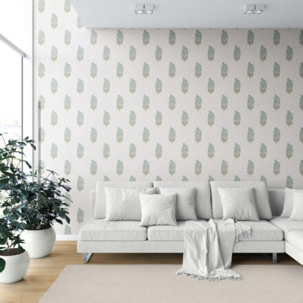 'Benedict' Floral Block Print Wallpaper (Duck Egg Blue/ Green) - Image 6