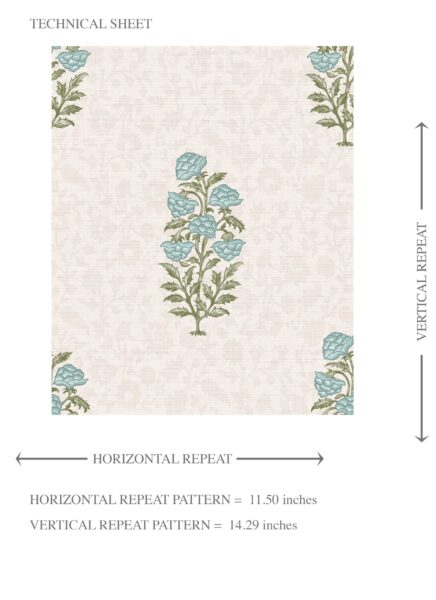 'Benedict' Floral Block Print Wallpaper (Duck Egg Blue/ Green) - Image 8