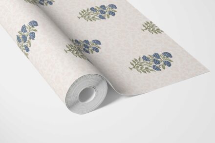 'Twilight Zone' Floral Block Print Wallpaper Navy Blue/ Green - Image 3