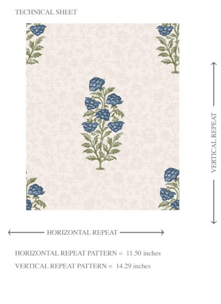 'Twilight Zone' Floral Block Print Wallpaper Navy Blue/ Green - Image 8