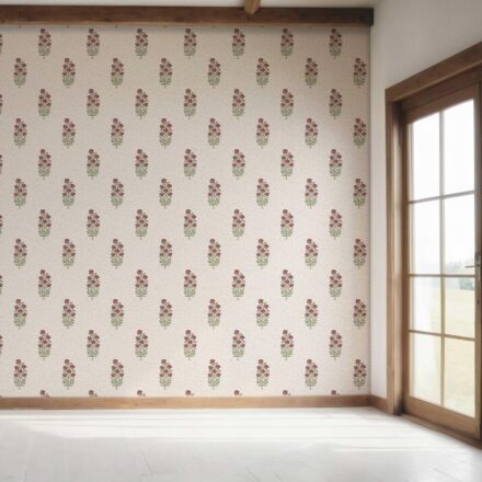'Candy Trees' Floral Block Print Wallpaper (Deep Red/ Maroon/ Green) - Image 7