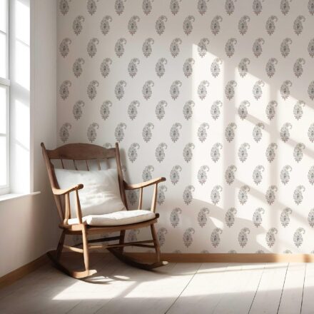 'Mango Motif' Paisley Floral Wallpaper (Beige/ Navy Blue/ Deep Red/ Gray) - Image 5
