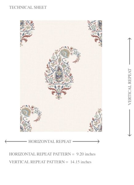 'Mango Motif' Paisley Floral Wallpaper (Beige/ Navy Blue/ Deep Red/ Gray) - Image 8