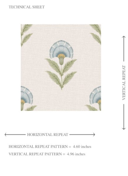 'Tinker Tailor' Floral Block Print Wallpaper (Blue/ Green) - Image 8