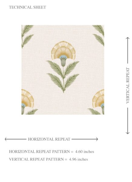 'Pixie Hollow' Floral Block Print Wallpaper (Pale Yellow/ Green) - Image 8