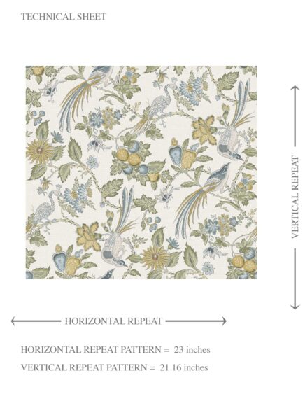 'Koi Swirl' Floral/ Birds Print Wallpaper (Blue/ Green/ Yellow/ Gray) - Image 8