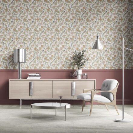'Smokey' Floral/ Birds Print Wallpaper (Pink/ Yellow/ Green/ Blue) - Image 2