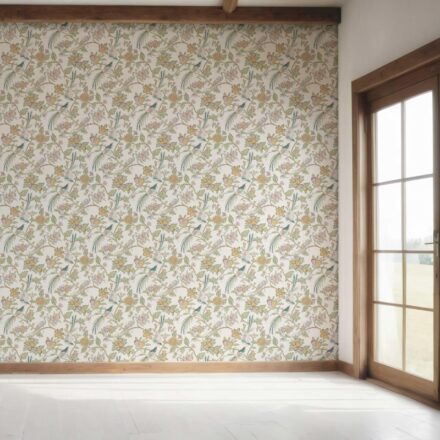 'Smokey' Floral/ Birds Print Wallpaper (Pink/ Yellow/ Green/ Blue) - Image 7