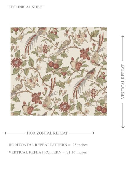 'Sawadika' Floral/ Birds Print Wallpaper (Red/ Brown/ Green/ Beige) - Image 8
