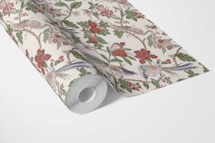 'Ginerva' Floral/ Birds Print Wallpaper (Deep Red/ Pink/ Green/ Gray/ Blue) - Image 3