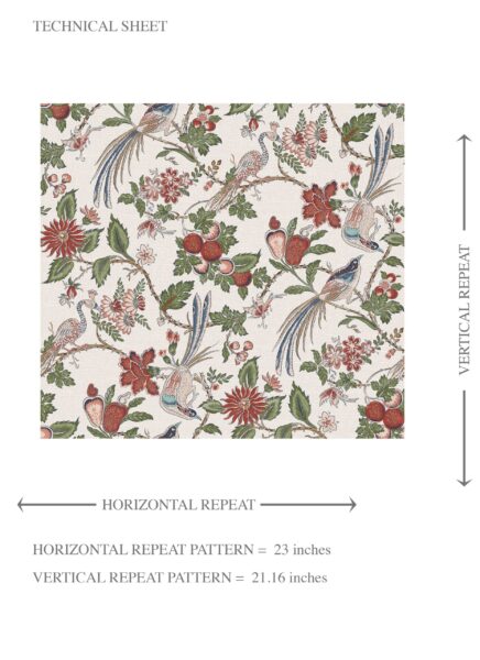 'Ginerva' Floral/ Birds Print Wallpaper (Deep Red/ Pink/ Green/ Gray/ Blue) - Image 8