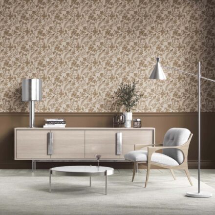 'Brie' Neutral Floral/ Birds Print Wallpaper (Brown/ Beige/ Taupe) - Image 2