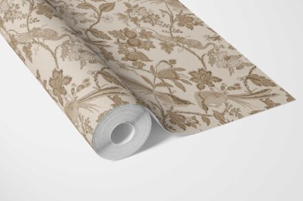 'Brie' Neutral Floral/ Birds Print Wallpaper (Brown/ Beige/ Taupe) - Image 3