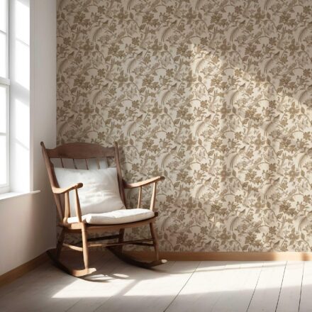 'Brie' Neutral Floral/ Birds Print Wallpaper (Brown/ Beige/ Taupe) - Image 5