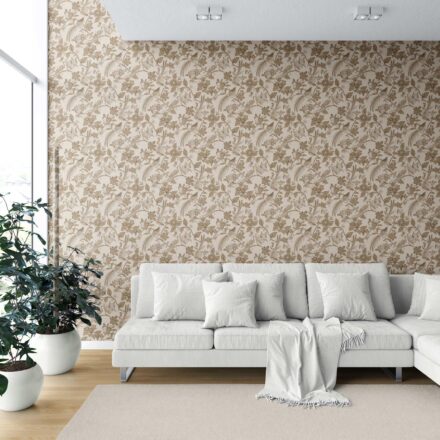 'Brie' Neutral Floral/ Birds Print Wallpaper (Brown/ Beige/ Taupe) - Image 6