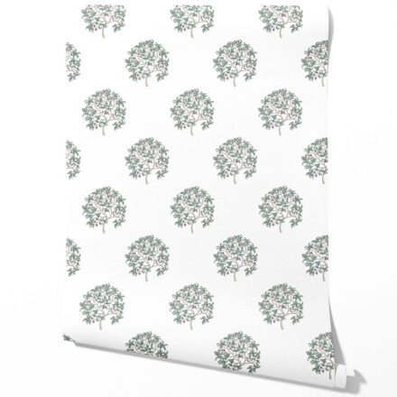 'Crophopper' Floral Block Print Wallpaper (Green/ Pink)