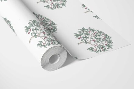 'Crophopper' Floral Block Print Wallpaper (Green/ Pink) - Image 3