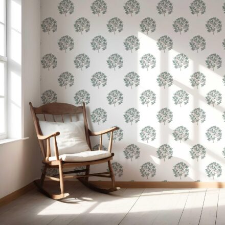 'Crophopper' Floral Block Print Wallpaper (Green/ Pink) - Image 5