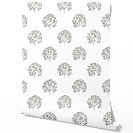 'Charbagh' Neutral Floral Block Print Wallpaper (Gray/ Brown)