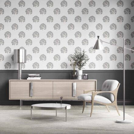 'Charbagh' Neutral Floral Block Print Wallpaper (Gray/ Brown) - Image 2