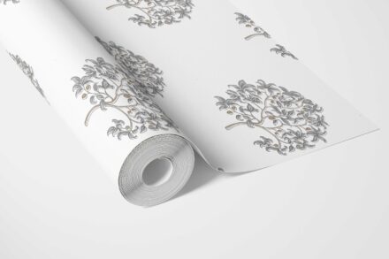 'Charbagh' Neutral Floral Block Print Wallpaper (Gray/ Brown) - Image 3