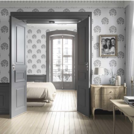'Charbagh' Neutral Floral Block Print Wallpaper (Gray/ Brown) - Image 4