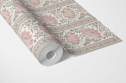 'Despina' Vintage Floral Striped/ Botanical Wallpaper (Pink/ Green) - Image 3