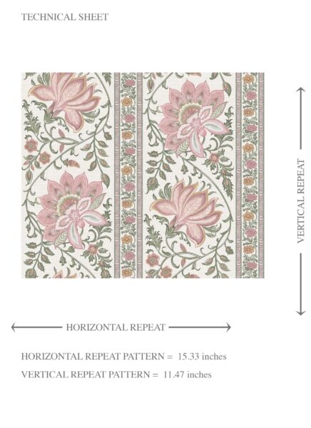 'Despina' Vintage Floral Striped/ Botanical Wallpaper (Pink/ Green) - Image 8