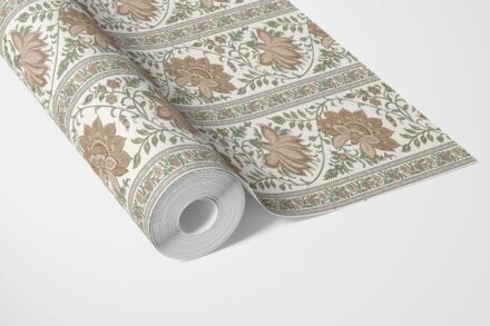 'Cavalry' Vintage Floral Striped/ Botanical Wallpaper (Brown/ Green) - Image 3