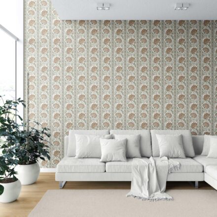 'Cavalry' Vintage Floral Striped/ Botanical Wallpaper (Brown/ Green) - Image 6